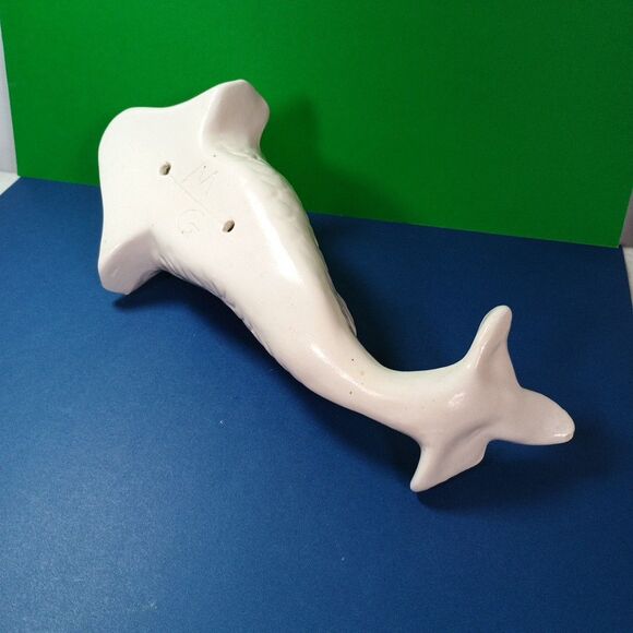 White Ceramic Koi Fish Planter Vase Asian Coastal Decor MCM Style 10" - Picture 10 of 12